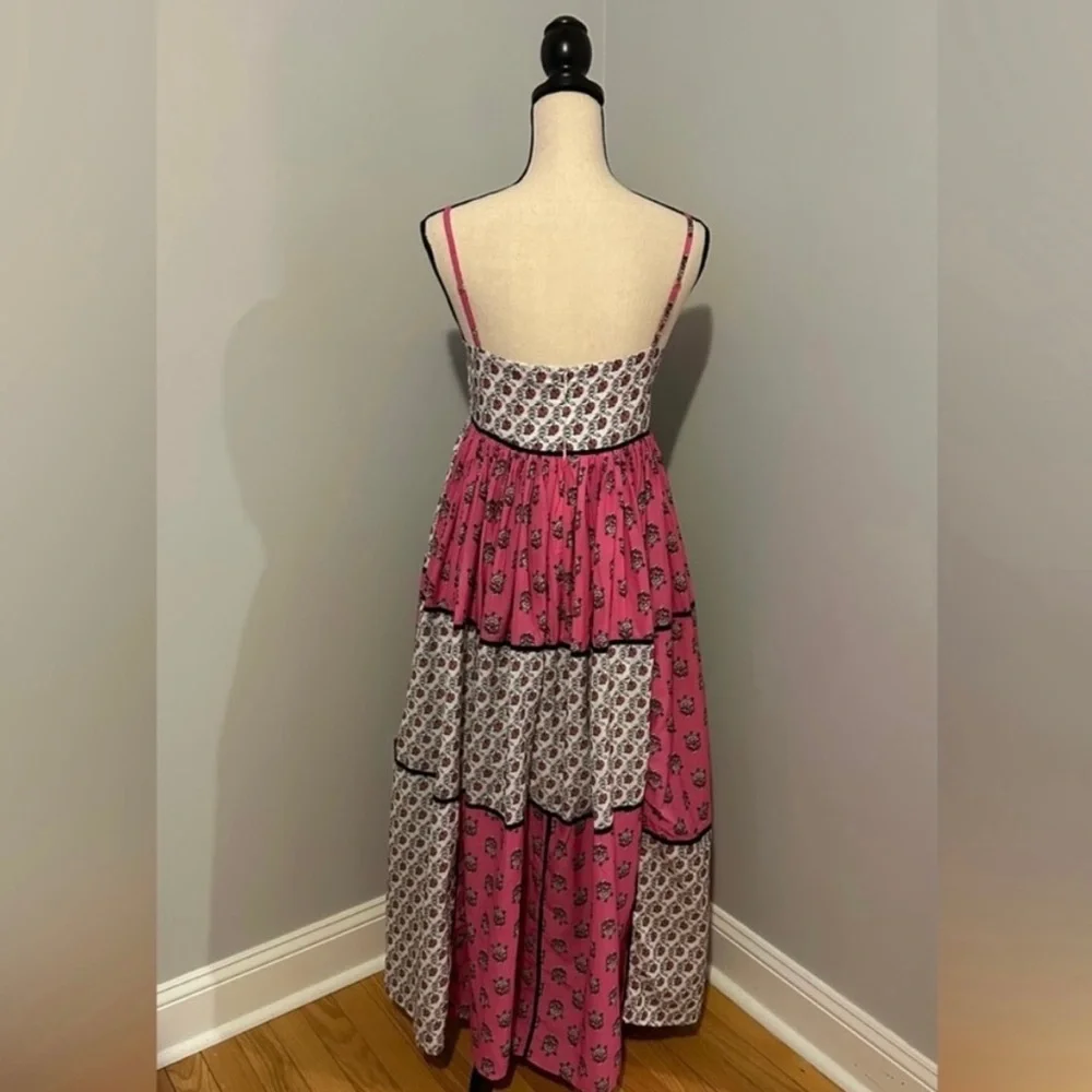RHODE SAACHI PATCHWORK MIDI DRESS IN HOT PINK - Picture 5 of 7